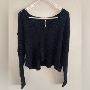Free‎ People Black Cropped Knit Sweater size Large